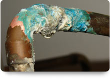 Severe corrorosion on copper water pipe